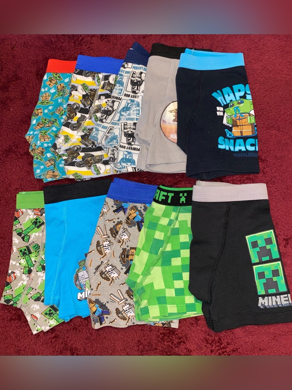 USED - Boys Size 6 Boxer Briefs -Minecraft and Star Wars - Pack of 10